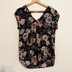 Halogen Black and Pink Cap Sleeve Blouse